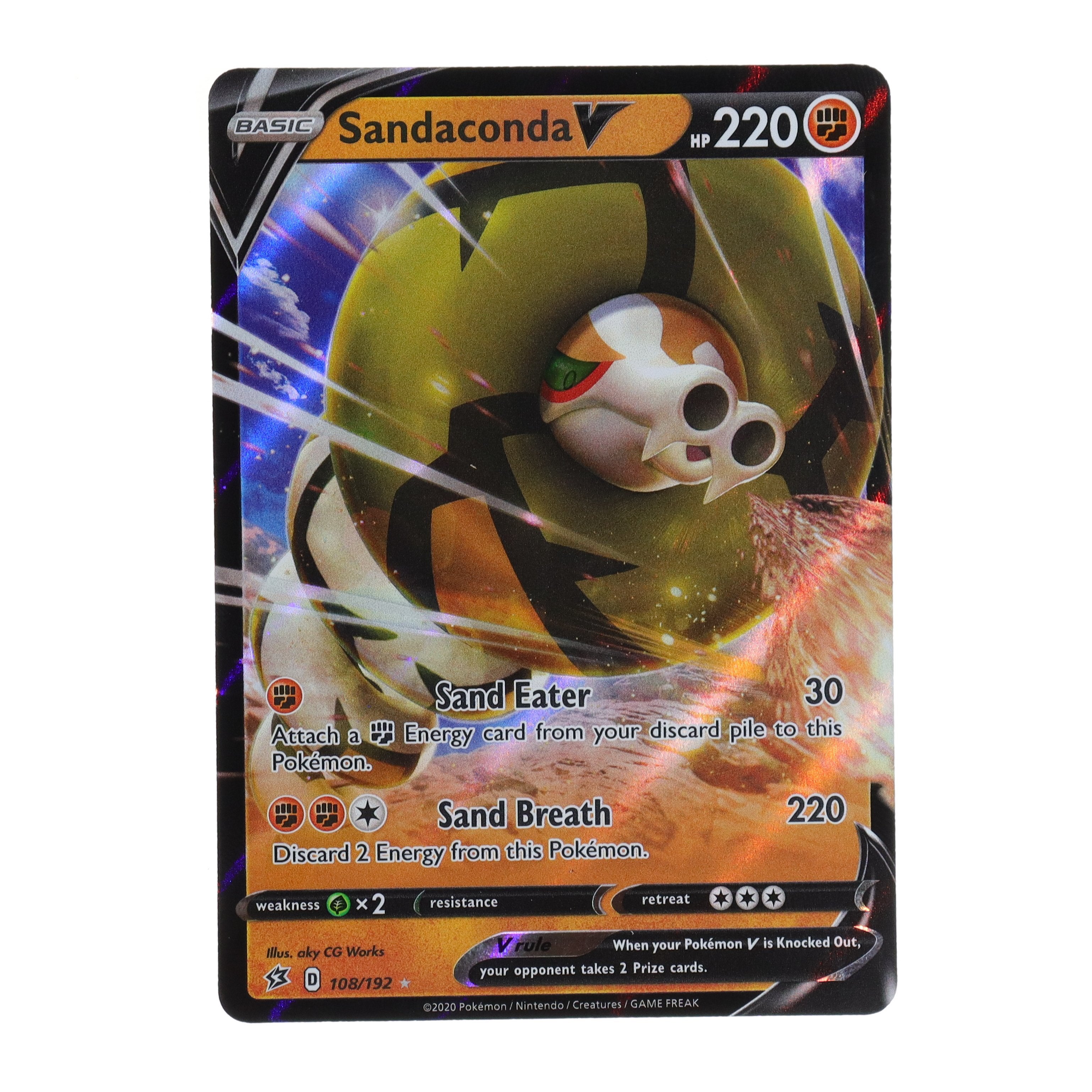 Pokemon Sword and Shield Rebel Clash Ultra Rare Holo Sandaconda V #108 Pokemon Sword and Shield Rebel Clash Ultra Rare Holo Sandaconda V #108