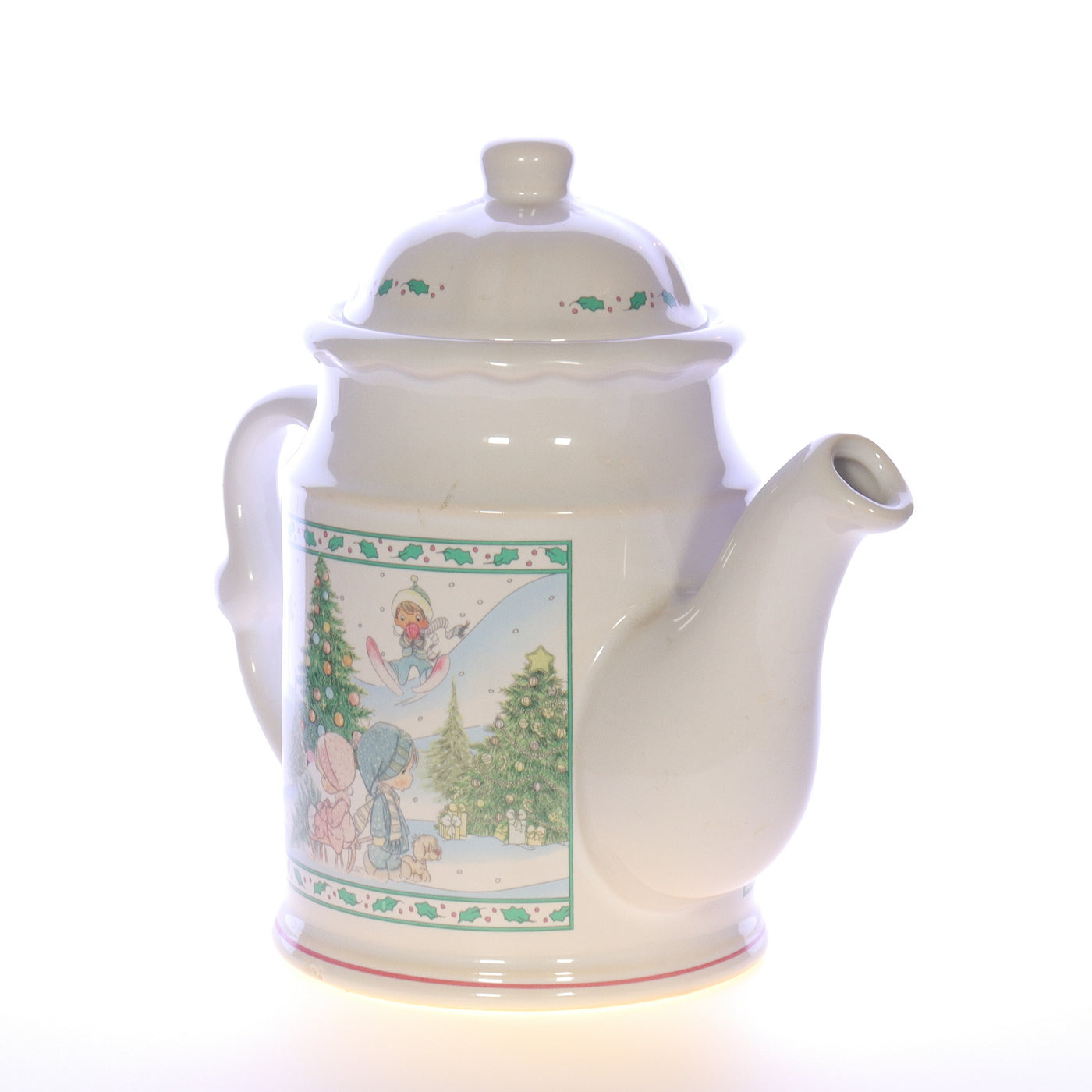 Precious Moments Vintage Porcelain Christmas Teapot 1994 7"