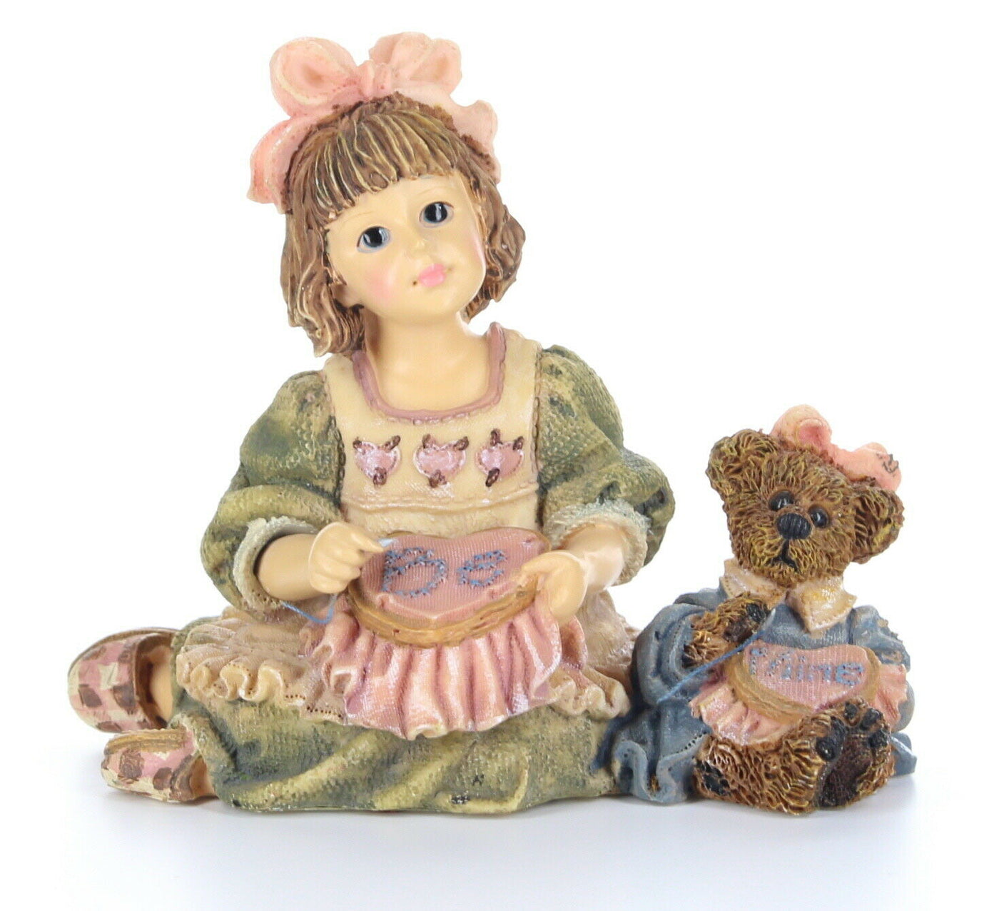 Boyds Bears Dollstone Figurine Alyssia w/ Caroline A Stitch in Time #3539 No Box