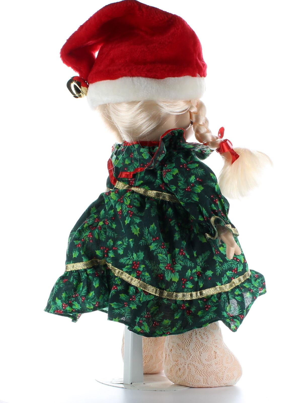 Precious Moments Doll Collection Vinyl Plush Christmas Dress Braids Jingle Bells