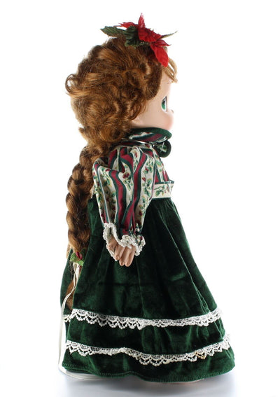 Precious Moments Doll Collection Vinyl Plush Doll Christmas Dress Poinsettia Bow