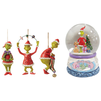 Grinch and Max Waterball & Grinch Holding Wreath, Grinch Juggling Ornaments & Grinch with Stocking