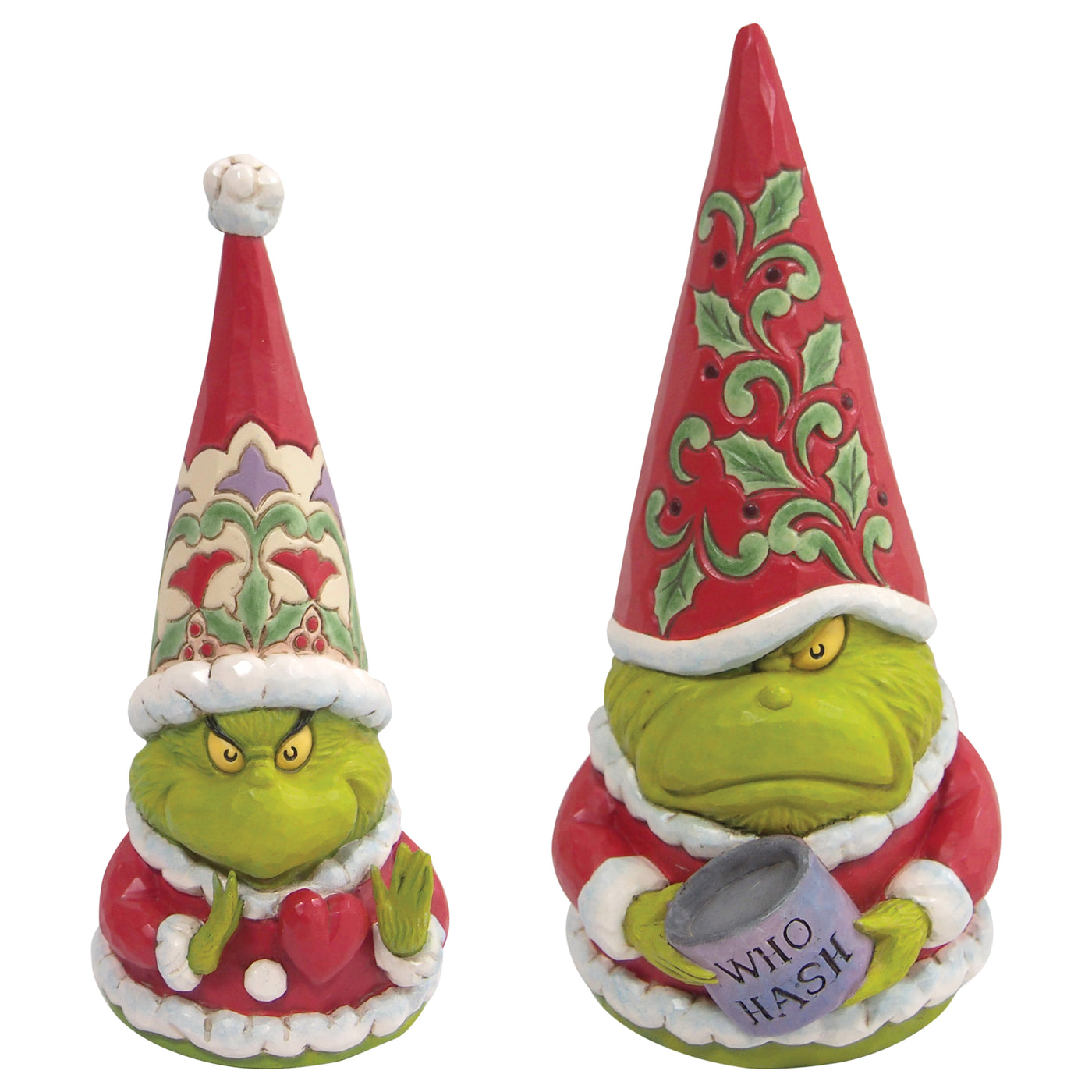 Grinch Gnome with Large Heart & Grinch Gnome with Who Hash