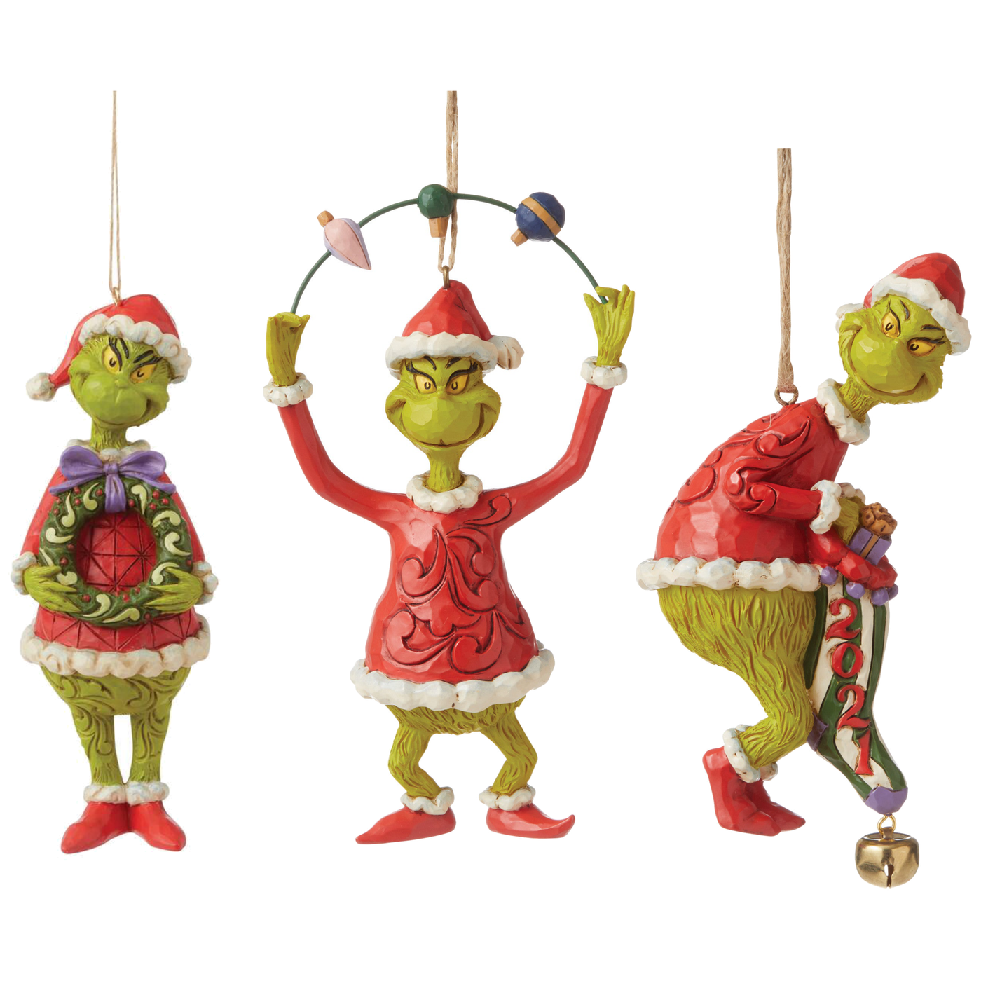 Grinch and Max Waterball & Grinch Holding Wreath, Grinch Juggling Ornaments & Grinch with Stocking