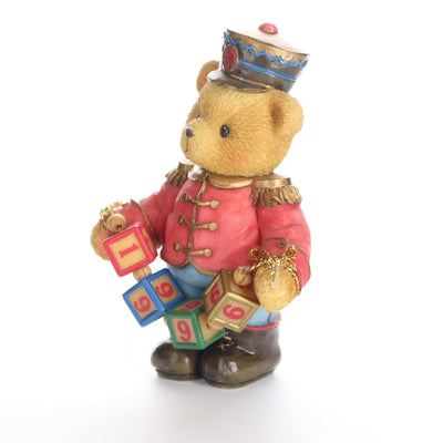 Cherished Teddies Vintage Christmas Bear Figurine Striking Up Another Year 1996