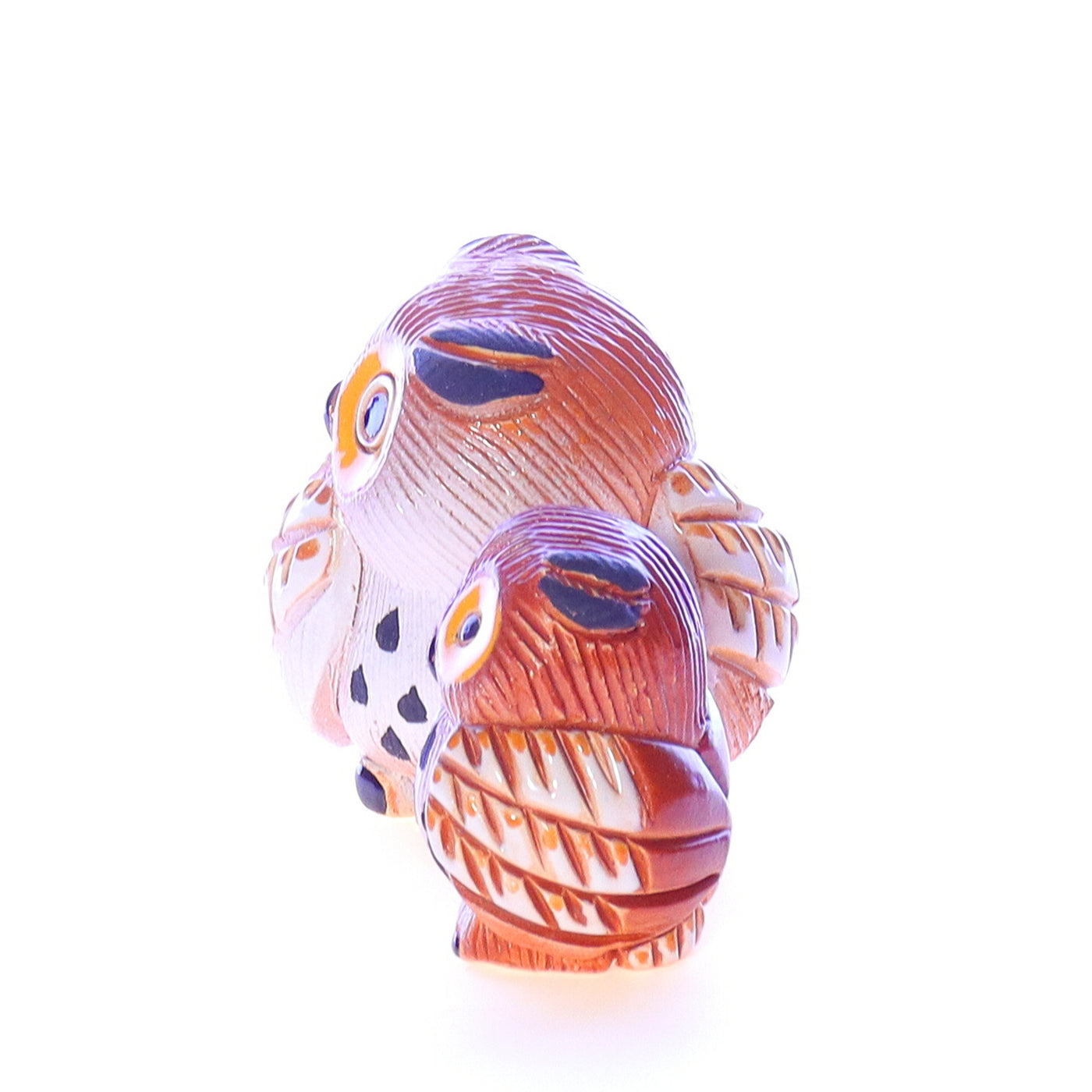 Artesania_Rinconada_Yellow_Eyed_Speckled_Black_Owl_and_Baby_Owl_Figurine Left Side View