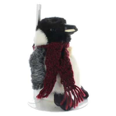 Boyds-Bears-&-Friends-Plush-Bear-Black-grey-and-white-penguin-maroon-scarf-leather-bill