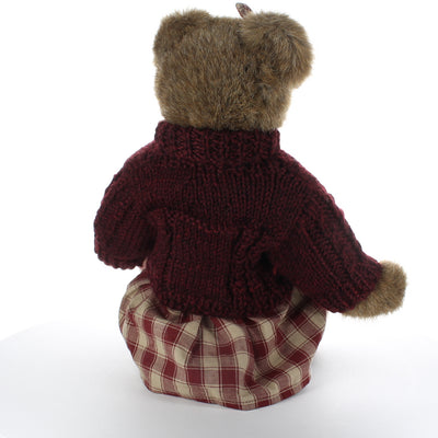 Boyds-Bears-&-Friends-Plush-Bear-bear-with-maroon-sweater-gingham-dress-and-bow