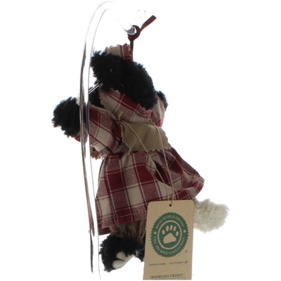 Boyds-Bears-&-Friends-Plush-Bear-black-white-cat-red-gingham-dress-with-pants-ornament