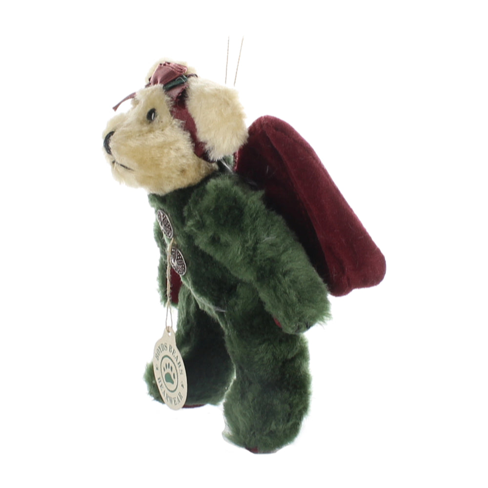 Boyds-Bears-&-Friends-Plush-Bear-tan-and-green-bear-marron-wings-headband-paws-and-feet