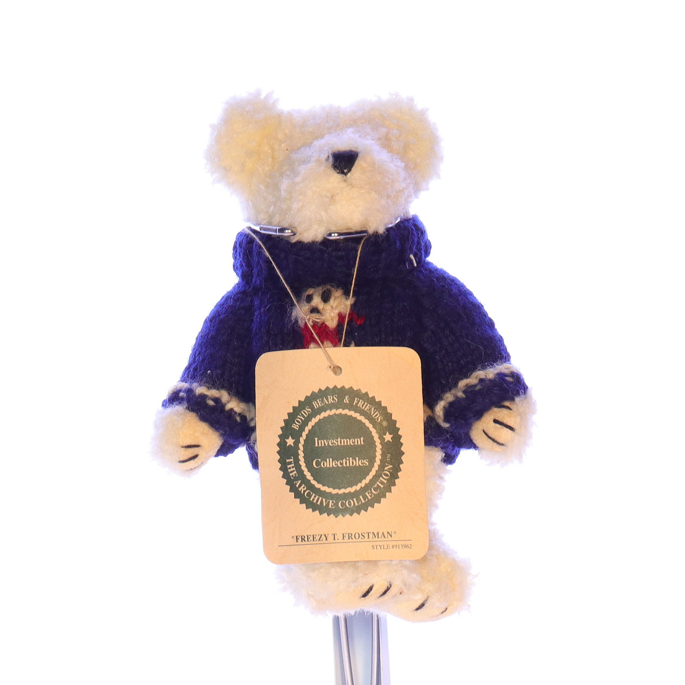 Boyds_Bears_and_Friends_913962_Freezy_T_Frostman_Christmas_Stuffed_Animal_1990 Front View