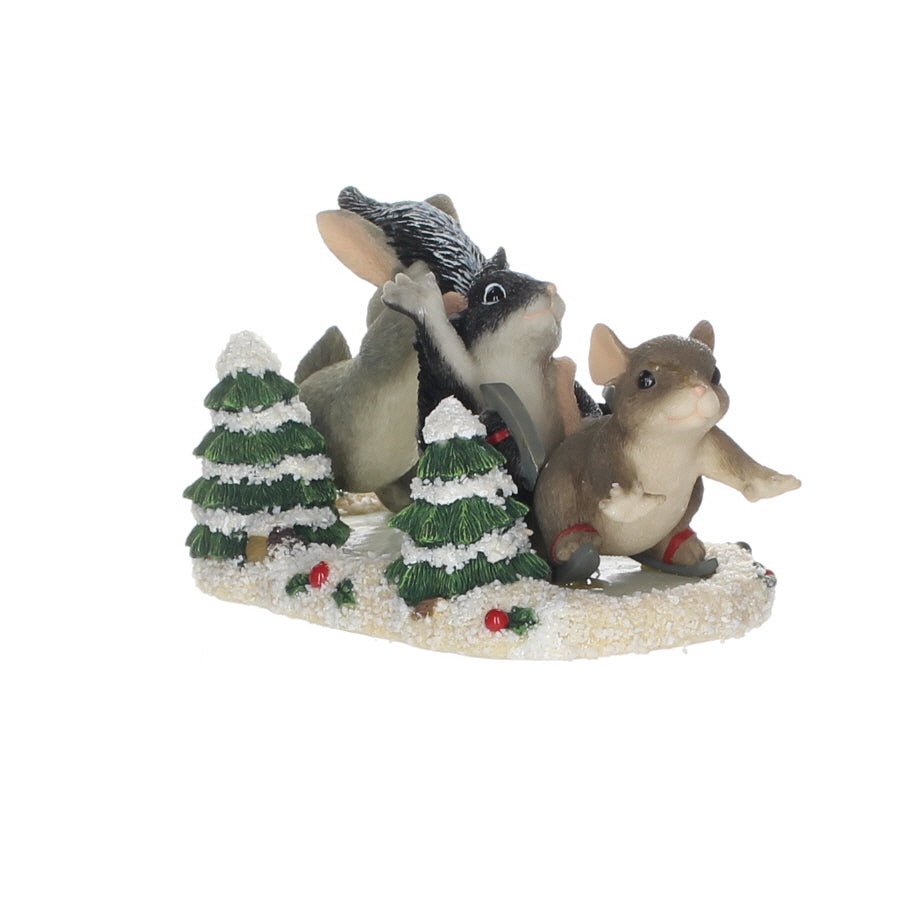 Charming Tails 87103 Skating Party Christmas Figurine Box Front Left View