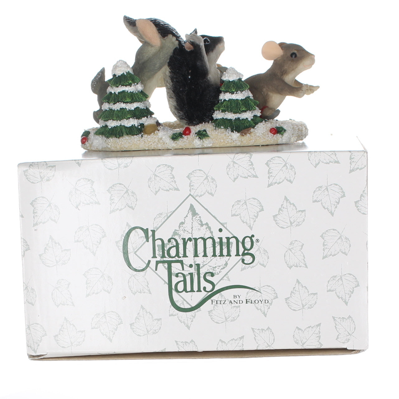 Charming Tails Fitz & Floyd Resin Figurine in Box Christmas 87/103 Skating Party