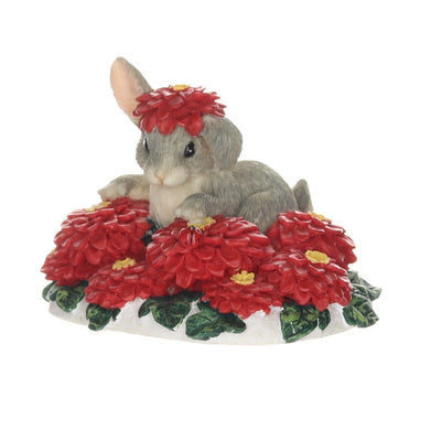 Charming Tails 87426 Binkey in a Bed of Flowers Christmas Figurine Box Front Left View