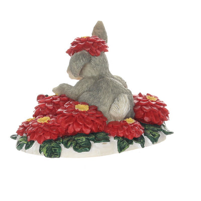 Charming Tails 87426 Binkey in a Bed of Flowers Christmas Figurine Box Back Left View