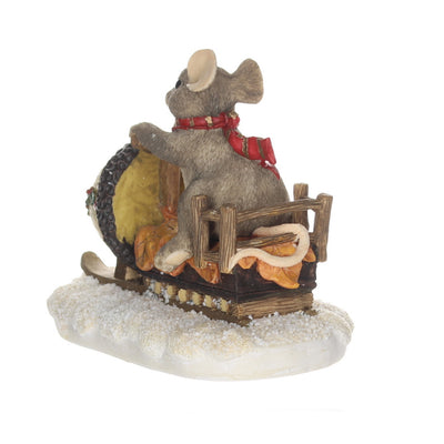 Charming Tails 87612 Maxines Snowmobile Ride Christmas Figurine Box Front Left View