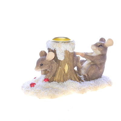 Charming_Tails_Tree_Stump_Candlestick_Mice_Christmas_Figurine Back Left View