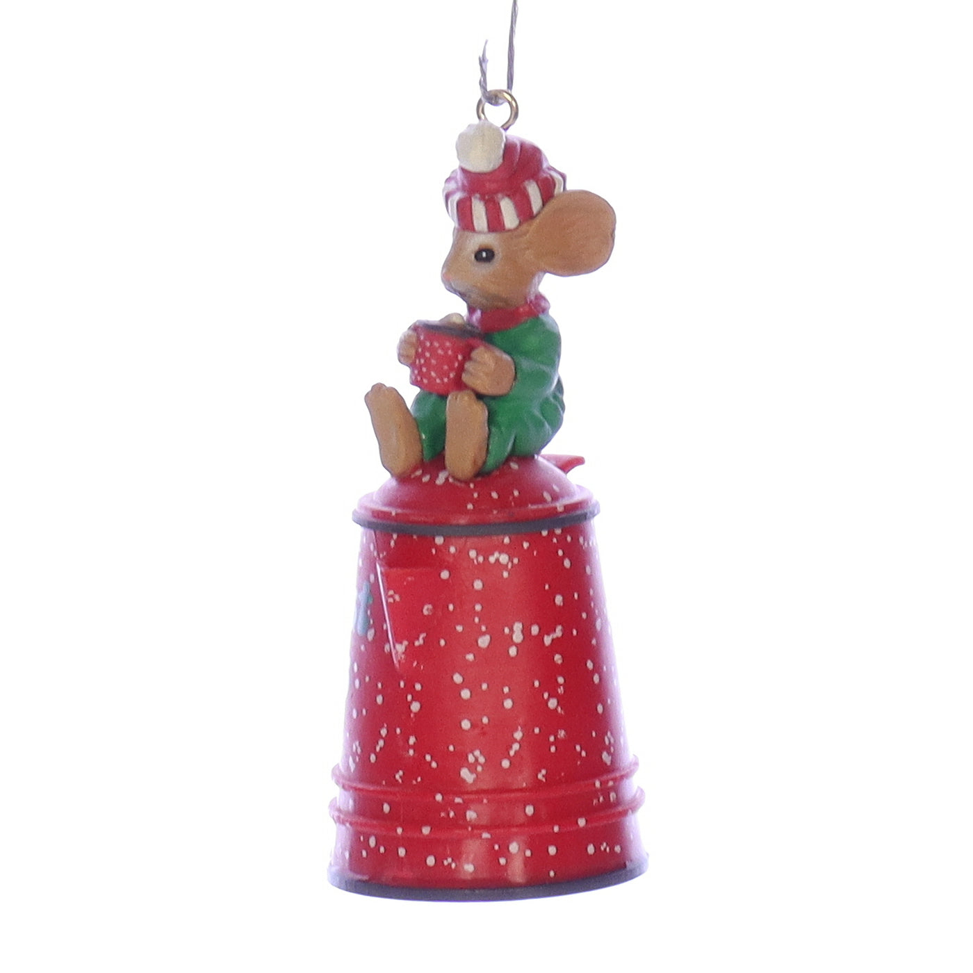 Enesco_Treasury_of_Christmas_Ornaments_564974_Brewing_Warm_Wishes_Mouse_Ornament_1991 Front Left View