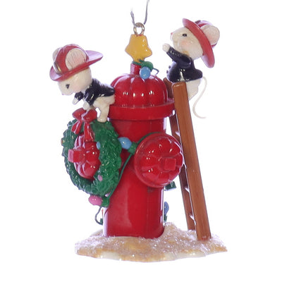 Enesco_Treasury_of_Christmas_Ornaments_573825_Warmest_Wishes_Northpole_Fire_Department_Mouse_Ornament_1990 Front View