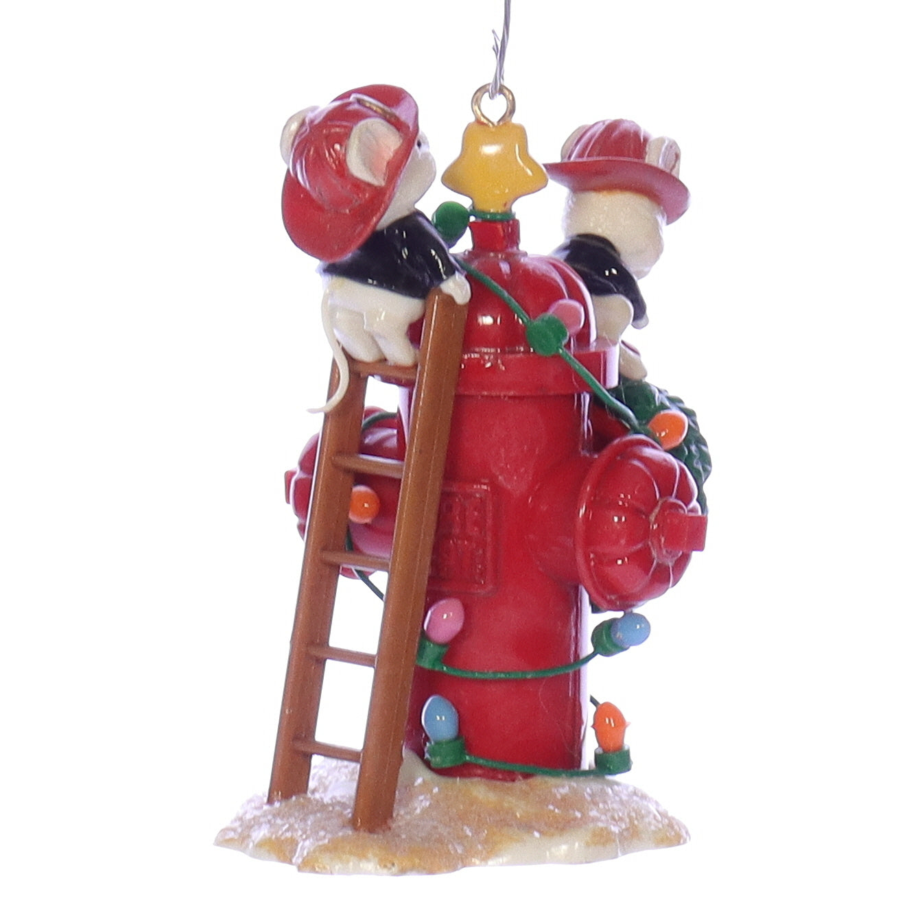 Enesco_Treasury_of_Christmas_Ornaments_573825_Warmest_Wishes_Northpole_Fire_Department_Mouse_Ornament_1990 Back Left View