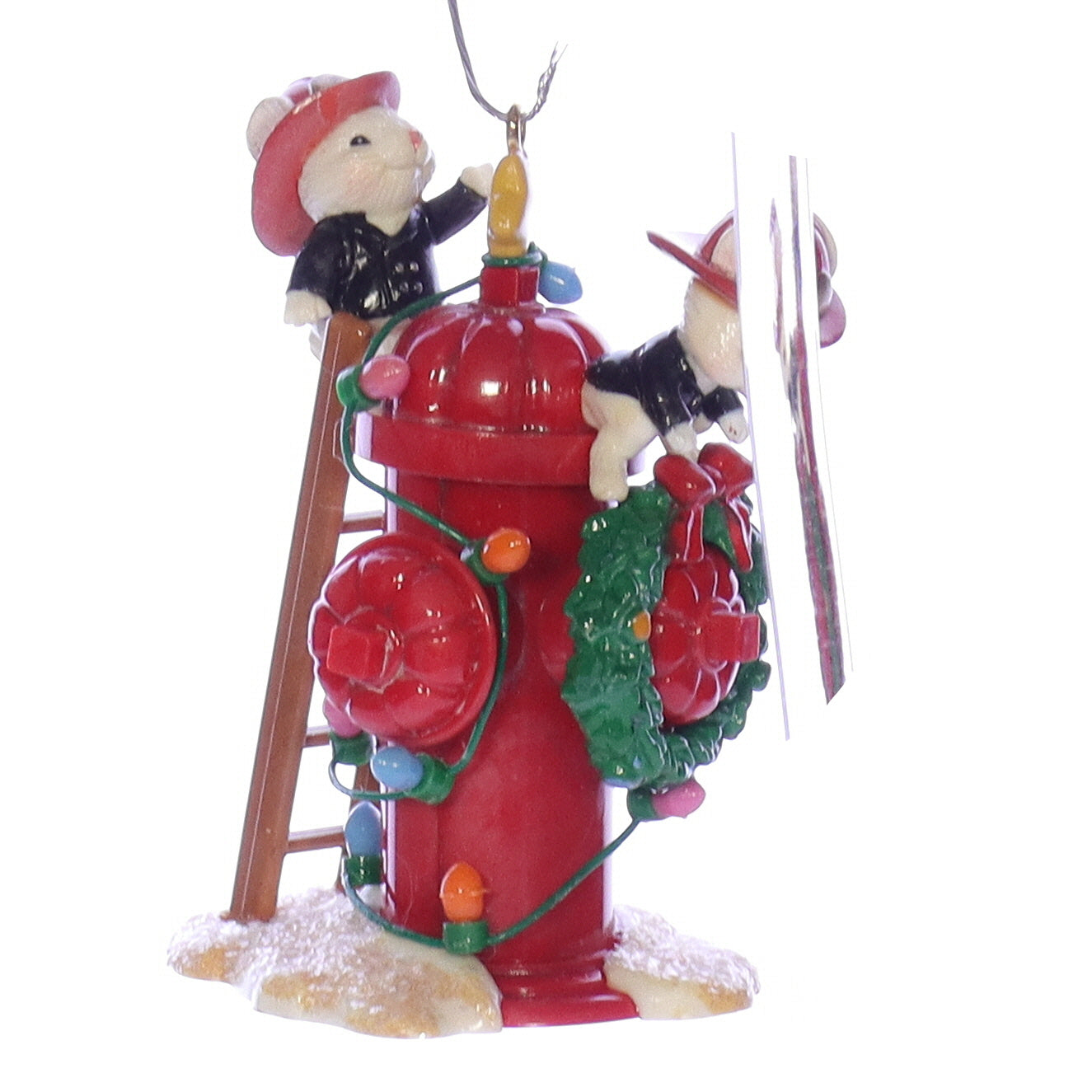 Enesco_Treasury_of_Christmas_Ornaments_573825_Warmest_Wishes_Northpole_Fire_Department_Mouse_Ornament_1990 Back Right View
