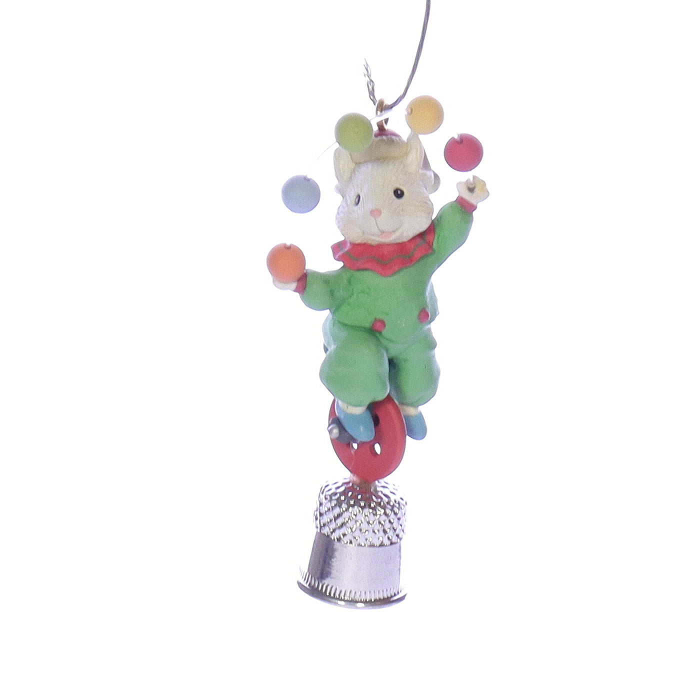 Enesco_Treasury_of_Christmas_Ornaments_597028_Jugglin_the_Holidays_Mouse_Ornament_1992 Front View