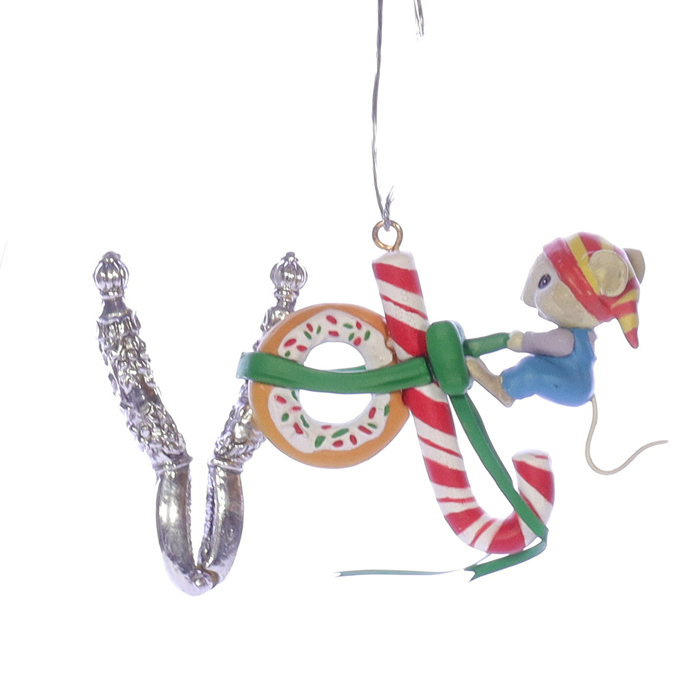 Enesco_Treasury_of_Christmas_Ornaments_830488_Tie-dings_of_Joy_Mouse_Ornament_1991 Front View