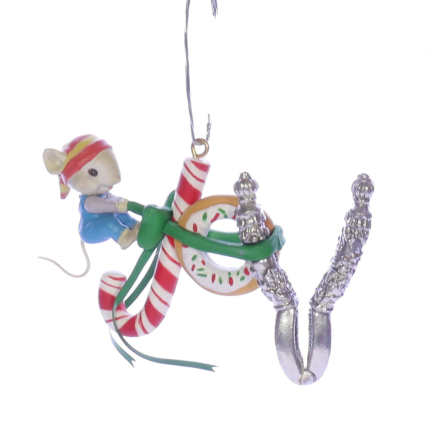 Enesco_Treasury_of_Christmas_Ornaments_830488_Tie-dings_of_Joy_Mouse_Ornament_1991 Back Right View