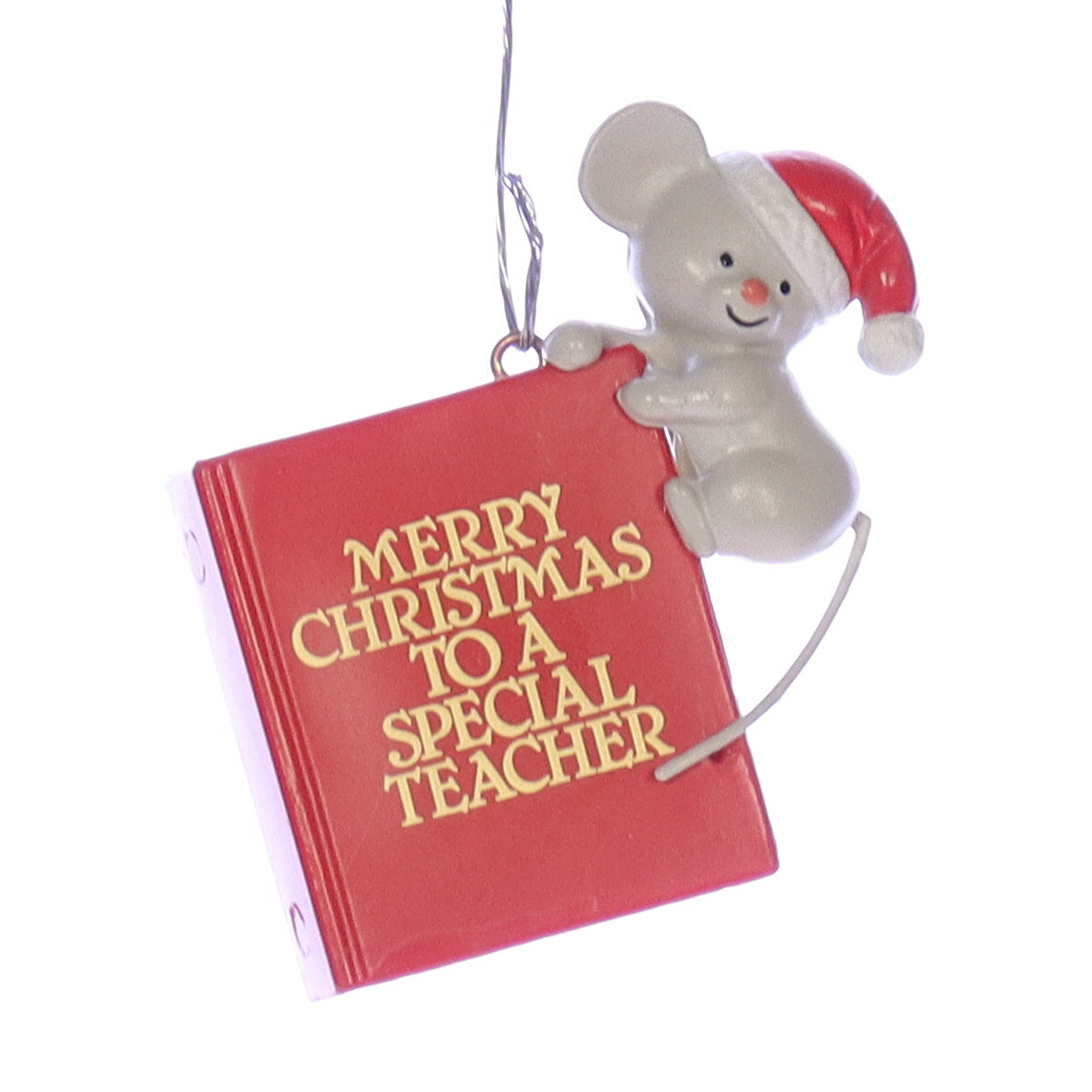 Enesco_Treasury_of_Christmas_Ornaments_specialteacher_To_A_Special_Teacher_Mouse_Ornament_1983 Front View