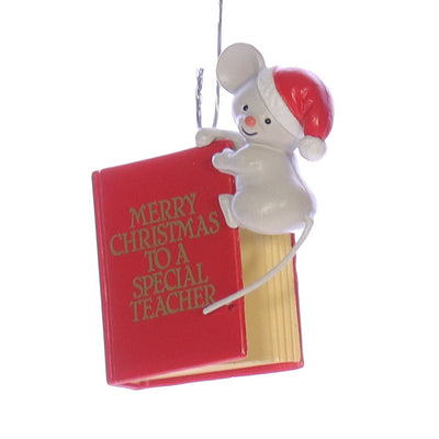 Enesco_Treasury_of_Christmas_Ornaments_specialteacher_To_A_Special_Teacher_Mouse_Ornament_1983 Front Left View