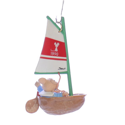 Hallmark Vintage Resin Christmas Ornament mouseboat Mouse Boat 1990 3.25"