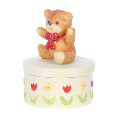 Lucy_and_Me_Bear_with_Red_Bow_Trinket_Box_Spring_Figurine_1980