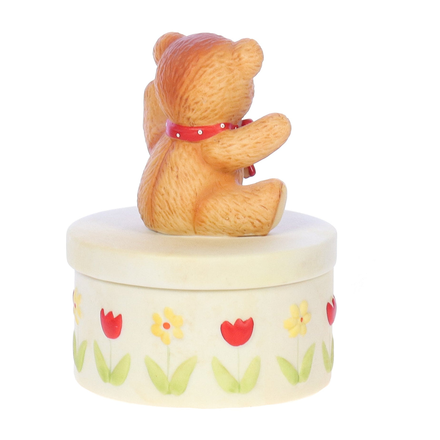 Lucy_and_Me_Bear_with_Red_Bow_Trinket_Box_Spring_Figurine_1980