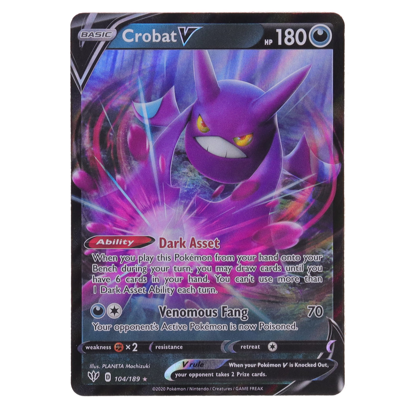 Pokemon Darkness Ablaze Ultra Rare Holo Crobat V #104 Pokemon Darkness Ablaze Ultra Rare Holo Crobat V #104