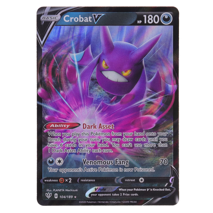 Pokemon Darkness Ablaze Ultra Rare Holo Crobat V #104 Pokemon Darkness Ablaze Ultra Rare Holo Crobat V #104