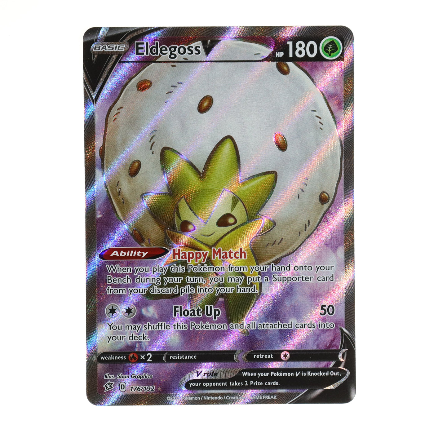 eldegoss pokemon card Pokemon Sword and Shield Rebel Clash Ultra Rare Eldegoss V #176