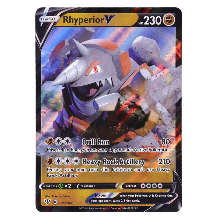 pokemon rhyperior card Pokemon Darkness Ablaze Ultra Rare Holo Rhyperior V #95