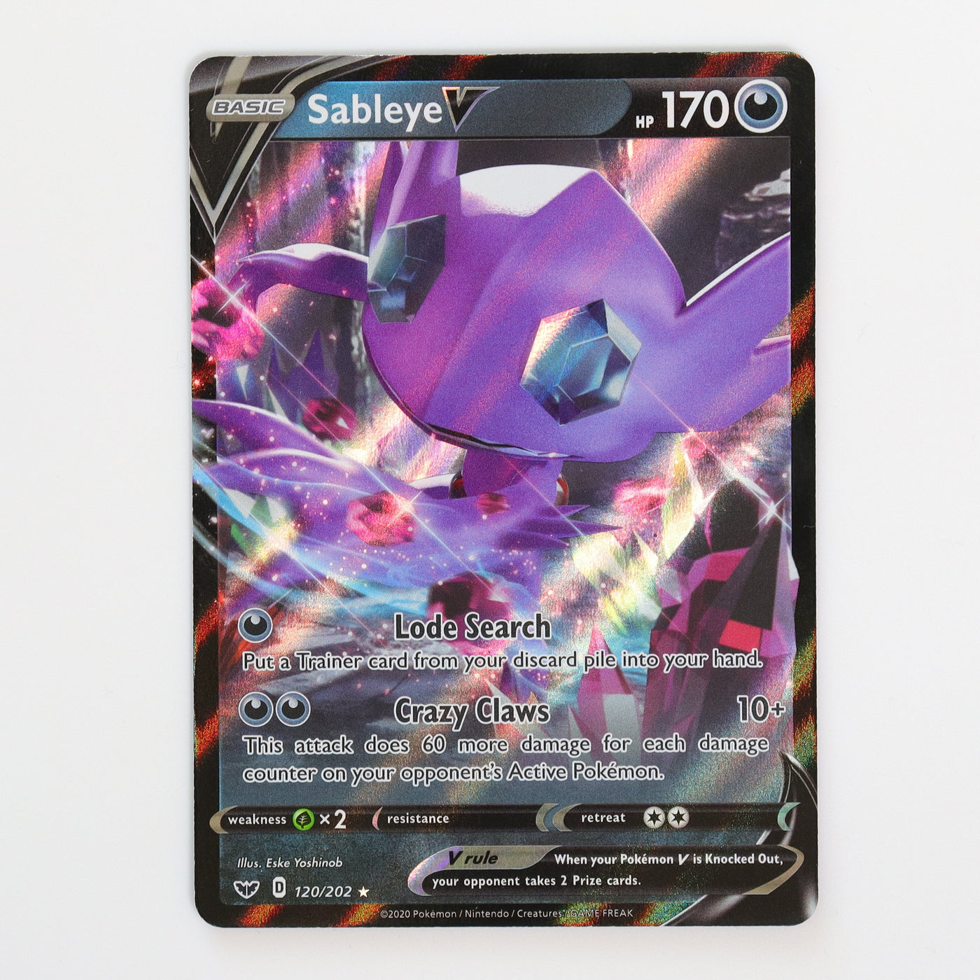 sableye pokemon card value Pokemon Sword and Shield Base Set Ultra Rare Holo Sableye V #120