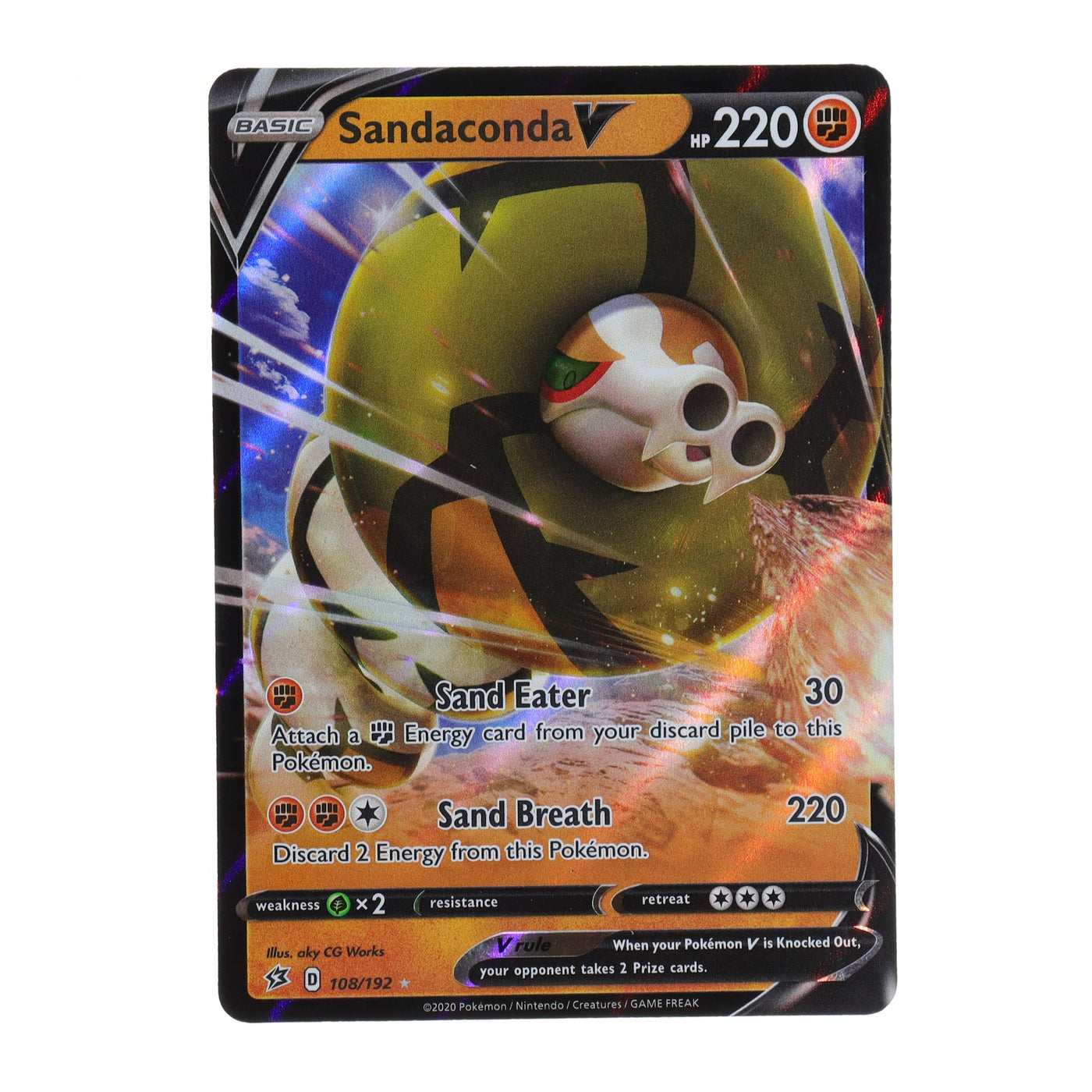 sandaconda pokémon card Pokemon Sword and Shield Rebel Clash Ultra Rare Holo Sandaconda V #108