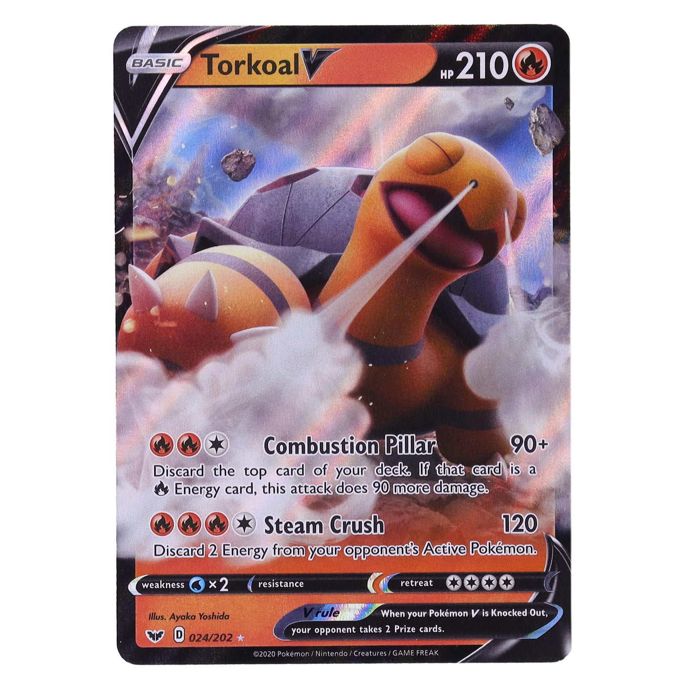 pokemon card torkoal Pokemon Sword and Shield Ultra Rare Holo Torkoal V #24