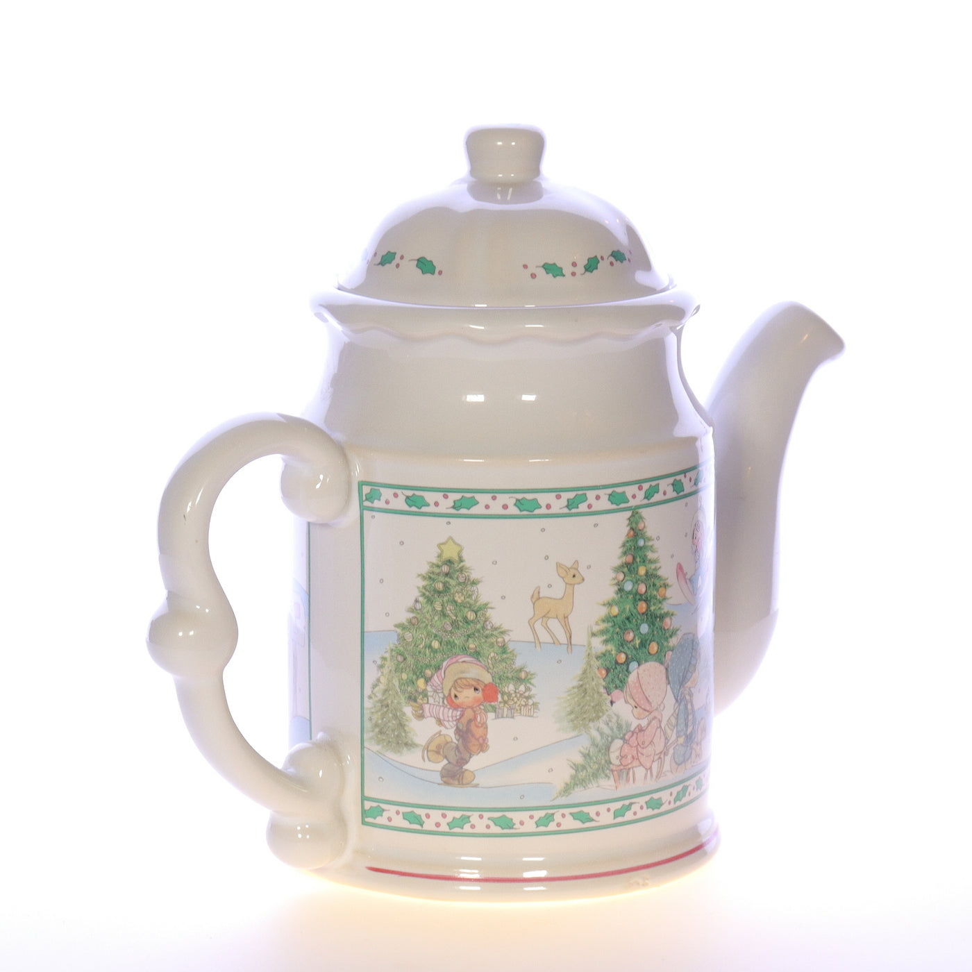 Precious Moments Vintage Porcelain Christmas Teapot 1994 7"