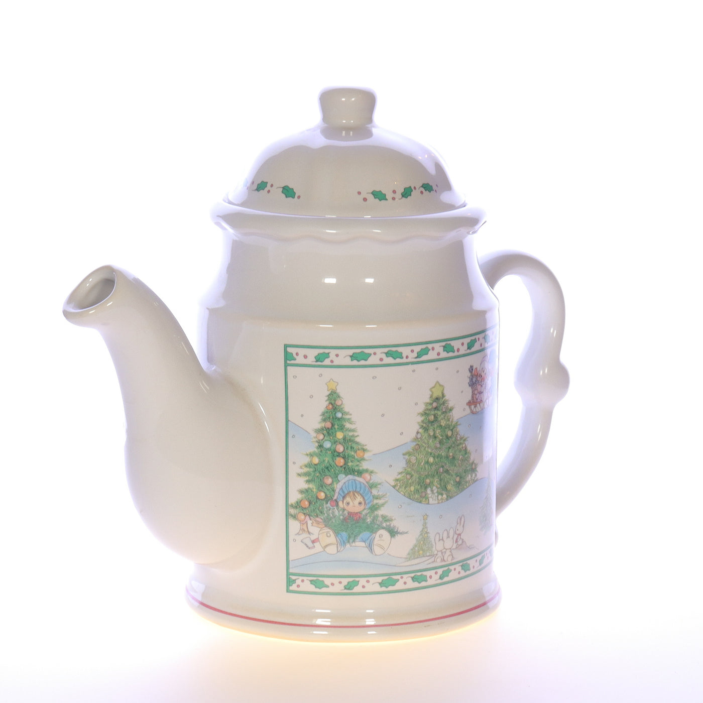 Precious Moments Vintage Porcelain Christmas Teapot 1994 7"