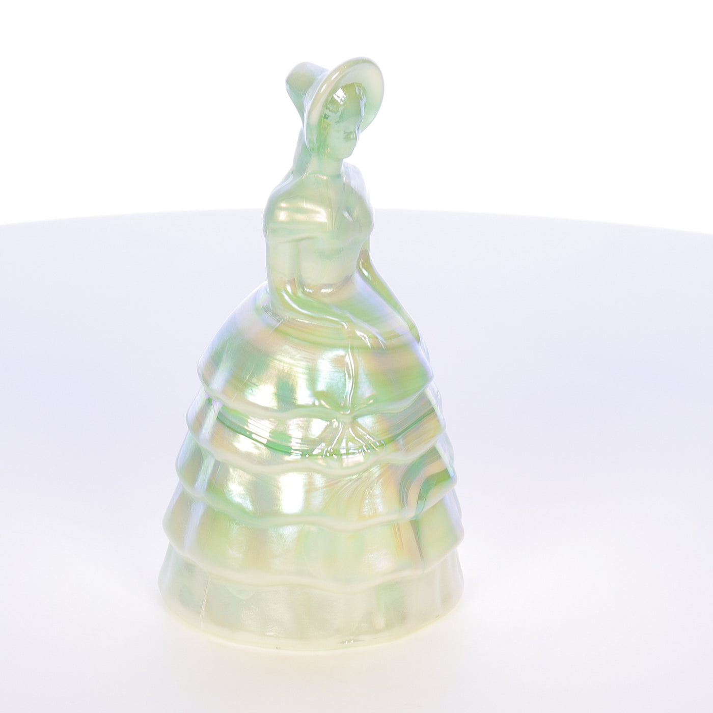 Summit_Art_Glass_Vintage_Melanie_Belle_5_Inch_Figurine_Emerald_Swirl_13_Carnival_Glass_Bell_SKU_009