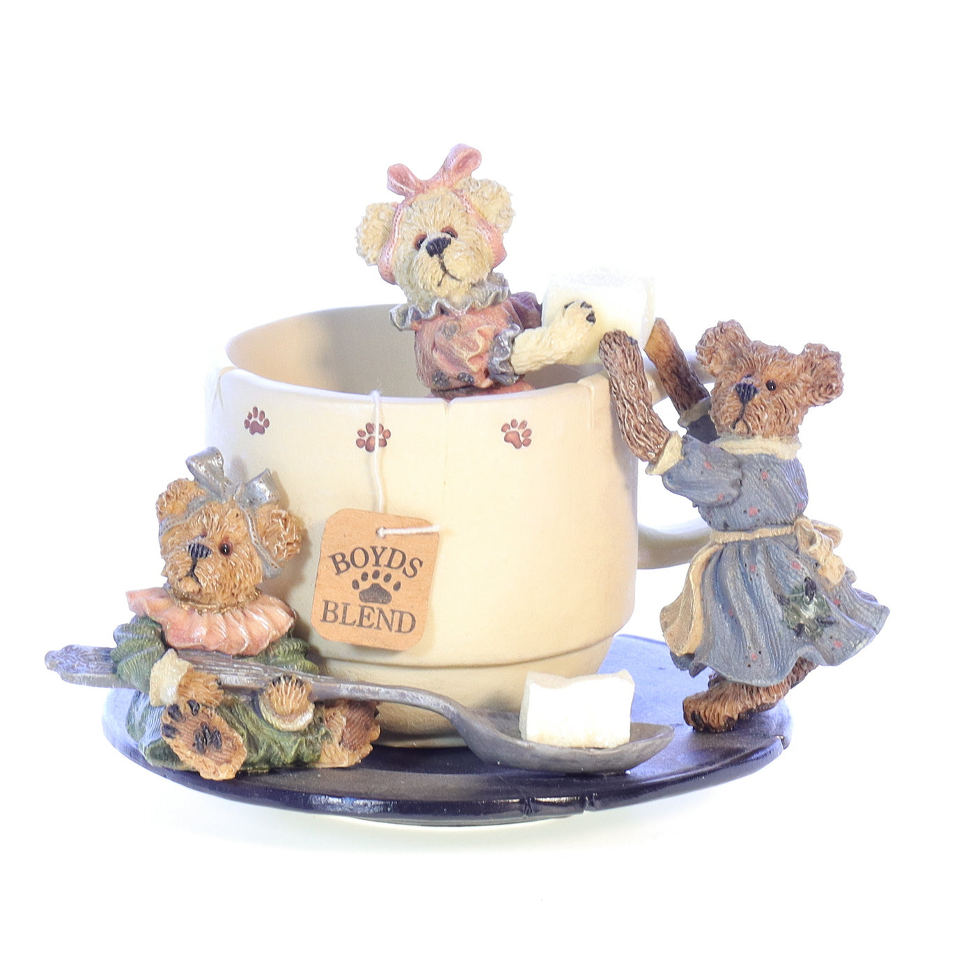 The Bearstone Collection 02000-71 Prissie Sissie and Missie Fixin Tea for Three Tea Figurine 2000 Box Front View