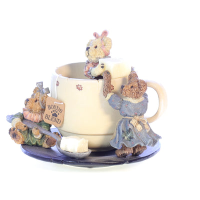 The Bearstone Collection 02000-71 Prissie Sissie and Missie Fixin Tea for Three Tea Figurine 2000 Box Front Left View