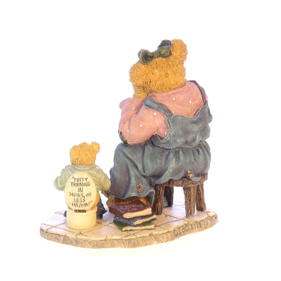 The Bearstone Collection 227797 Momma with Taylor Patience is a Virtue Figurine 2002 Box Back Left View