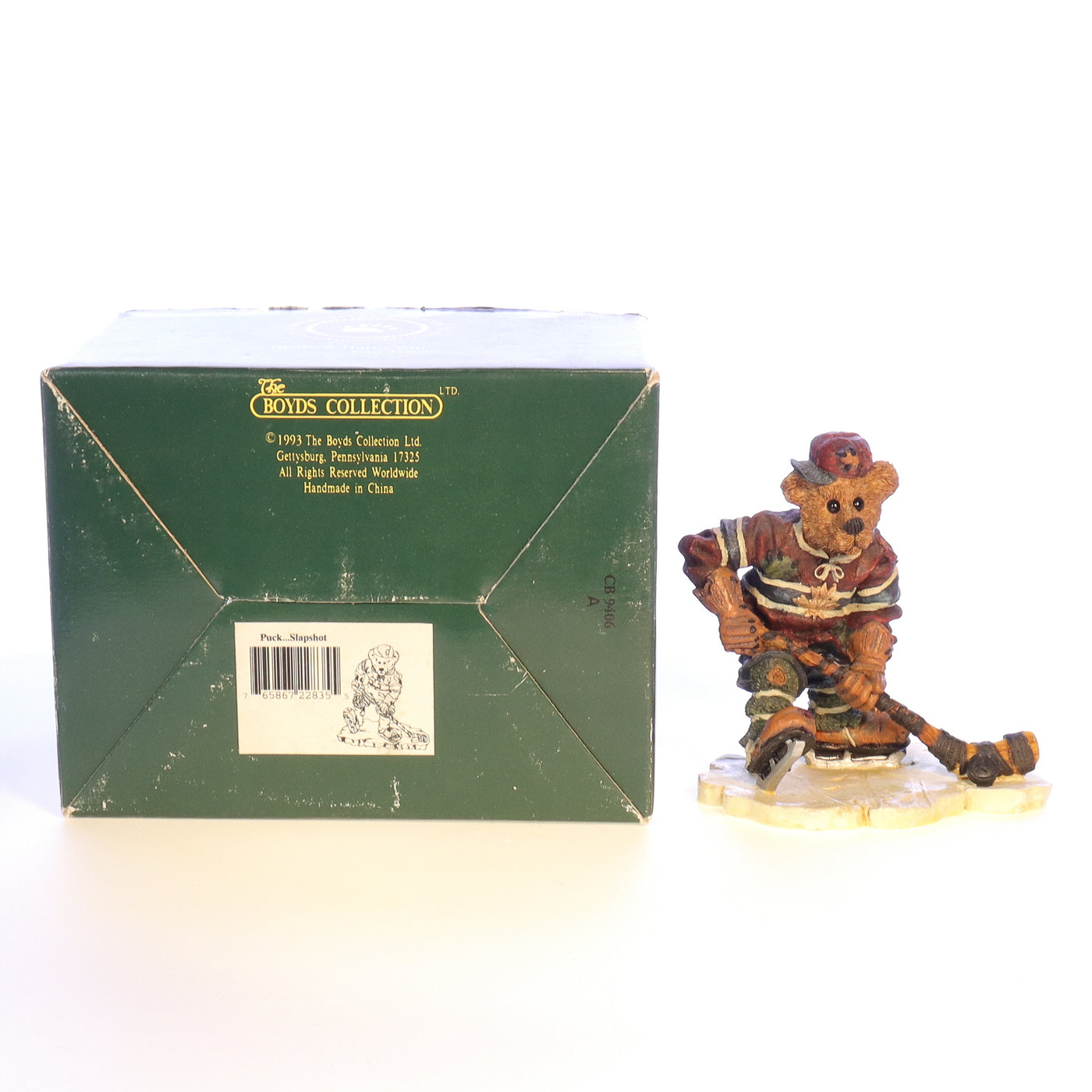 Boyds Bears Resin Figurine in Box Hockey 228305 Puck ... Slapshot 1997 4.25"