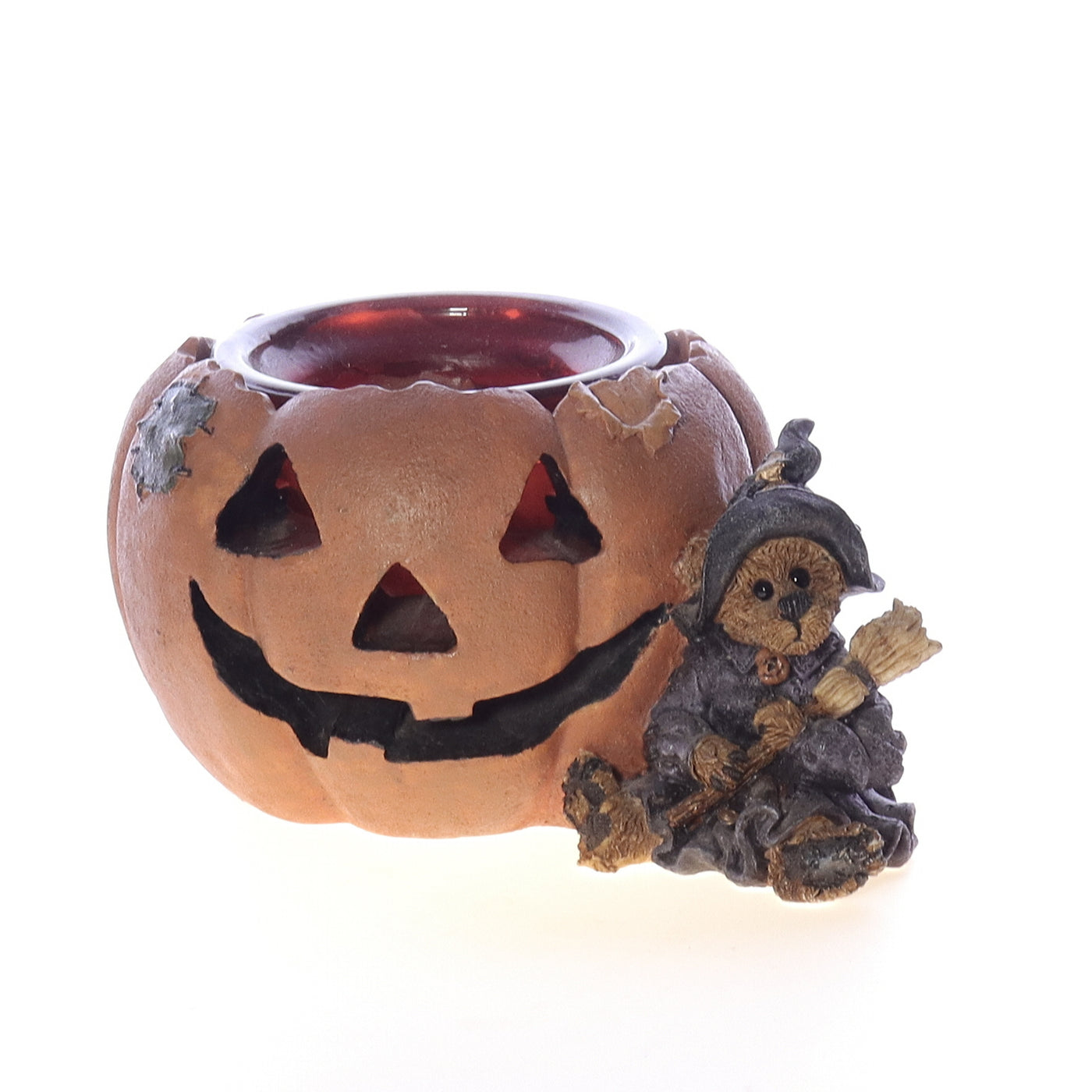 The_Bearstone_Collection_2770_Emma_the_Witchy_Bear_Pumpkin_Magic_Halloween_Candle_1996 Front Left View