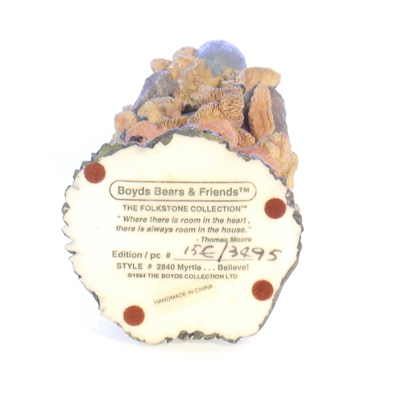 Boyds Bears Resin Figurine in Box Easter 2840 Myrtle ... Believe! 1994 8"