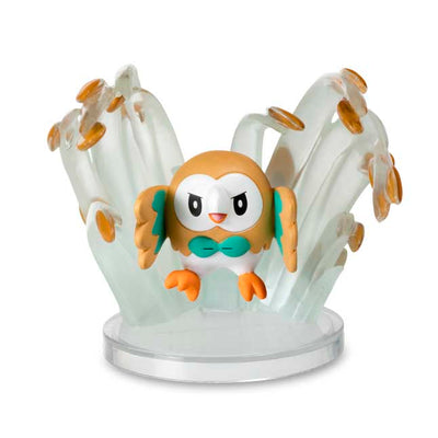 Rowlet Using Leafage Attack Official Pokemon Gallery Collectible Figurine from The Pokemon Center